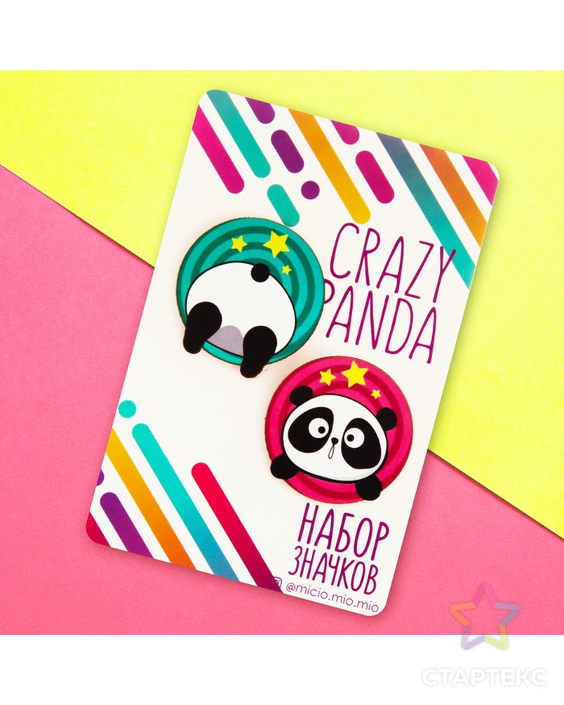 Значок на подложке "Crazy panda" арт. СМЛ-21102-1-СМЛ2677127 1