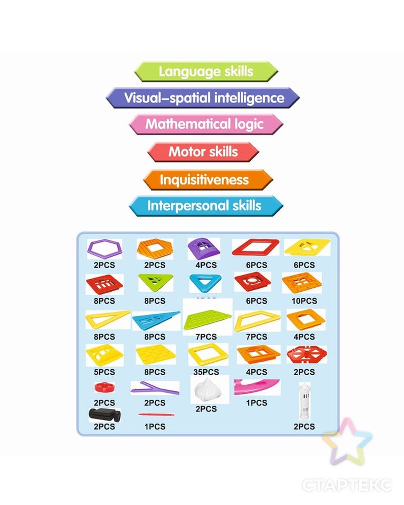 Конструктор магнитный «Замок», 160 деталей арт. СМЛ-51018-1-СМЛ0002680440 10
