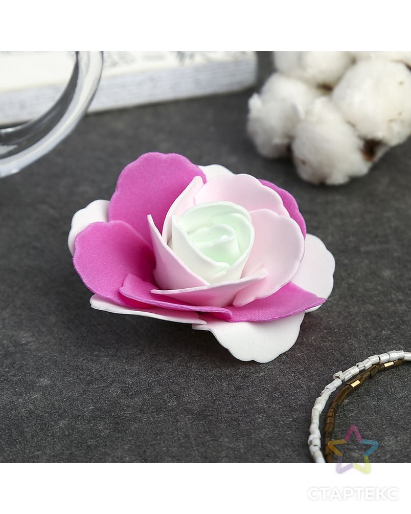 Декор для творчества "Четырёхцветная роза" розовые оттенки 5х5 см арт. СМЛ-5484-1-СМЛ2693338 2