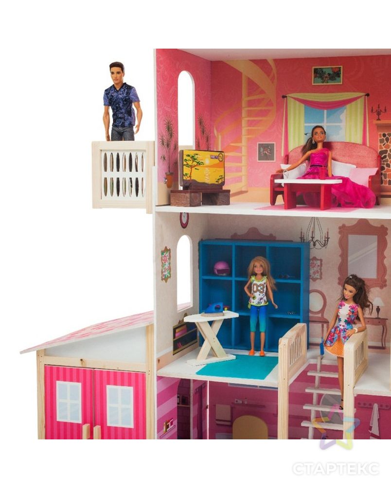Деревянный дом для кукол «Нежность», (28 предметов мебели, 2 лестницы, гараж) арт. СМЛ-154728-1-СМЛ0002709690 5
