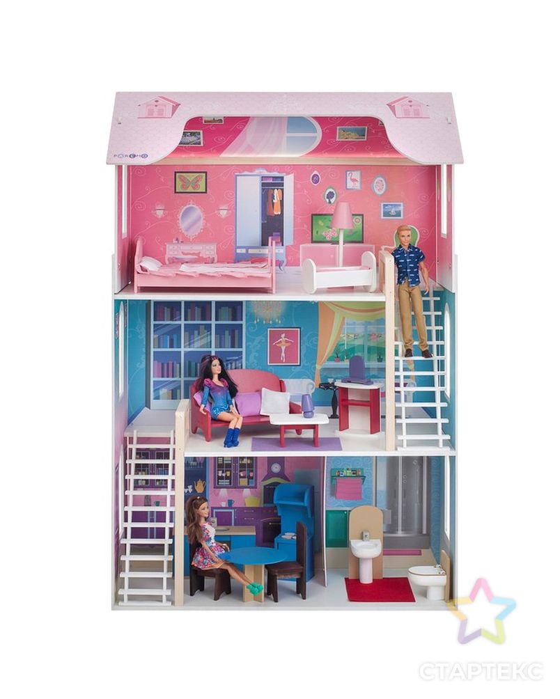 Кукольный домик «Вдохновение», (16 предметов мебели, 2 лестницы) арт. СМЛ-49224-1-СМЛ0002709695 6