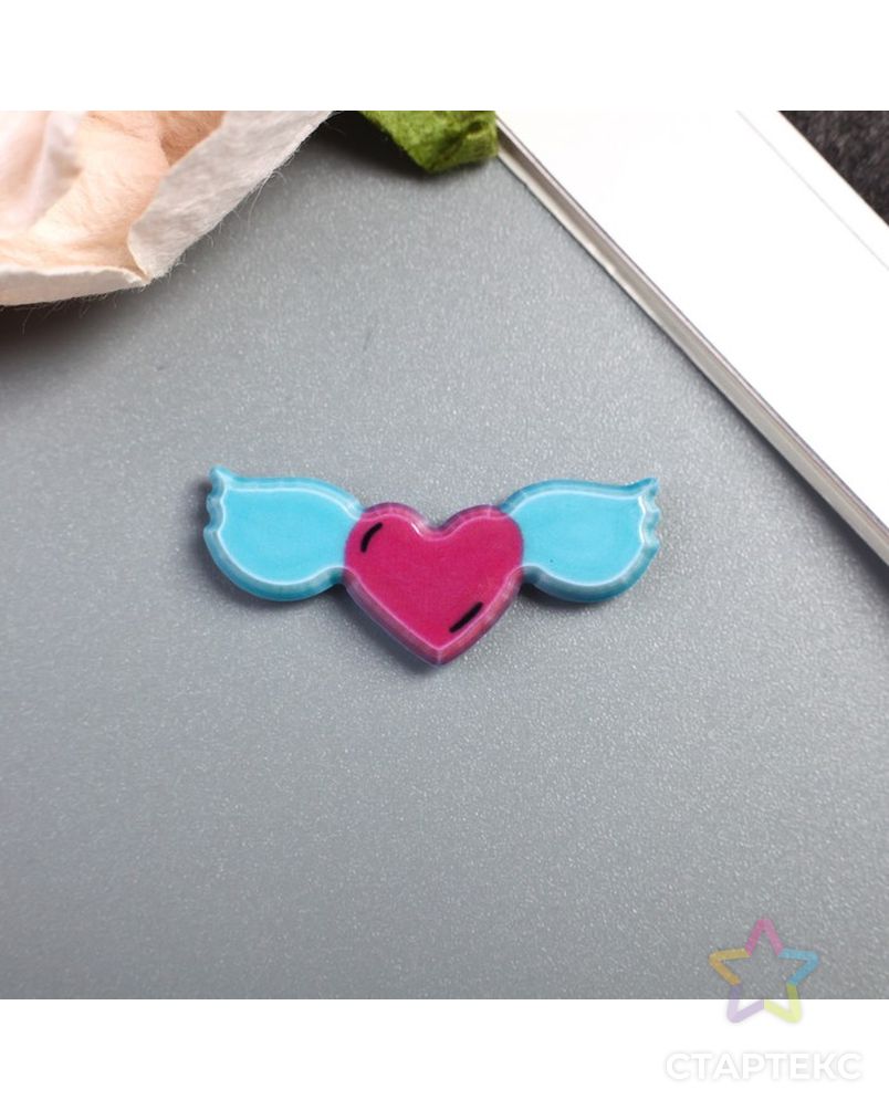 Декор для творчества пластик "Сердце с крыльями" набор 10 шт 1х2,7 см арт. СМЛ-5637-1-СМЛ2727506