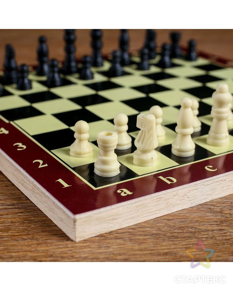 Настольная игра 3 в 1 "Карнал": нарды, шахматы, шашки, доска дерево 20.5х20.5 см, микс арт. СМЛ-45159-1-СМЛ0000273155 2