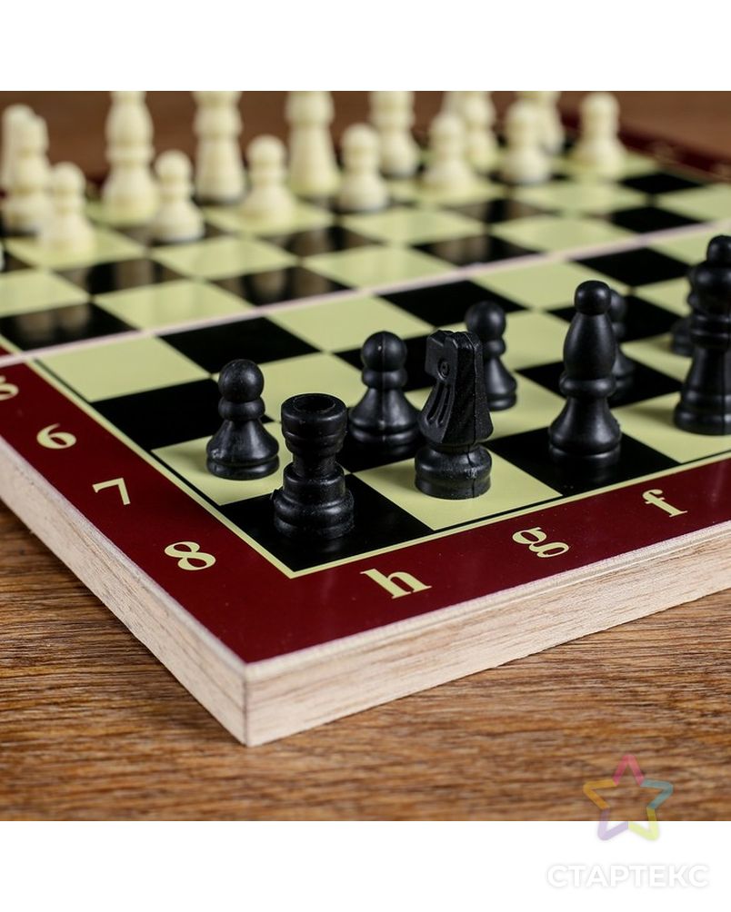 Настольная игра 3 в 1 "Карнал": нарды, шахматы, шашки, доска дерево 20.5х20.5 см, микс арт. СМЛ-45159-1-СМЛ0000273155 3
