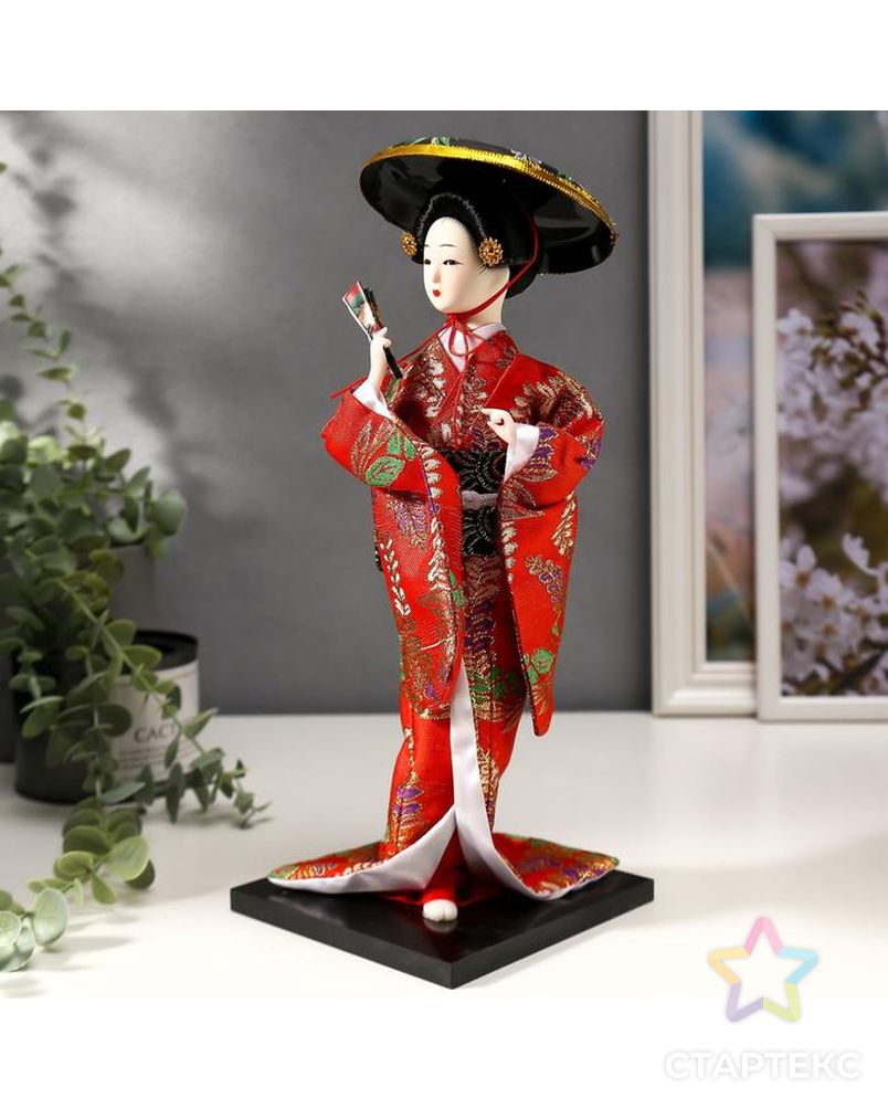 Кукла коллекционная "Китаянка с веером в шляпе" 30х12,5х12,5 см арт. СМЛ-96364-1-СМЛ0002749656 2