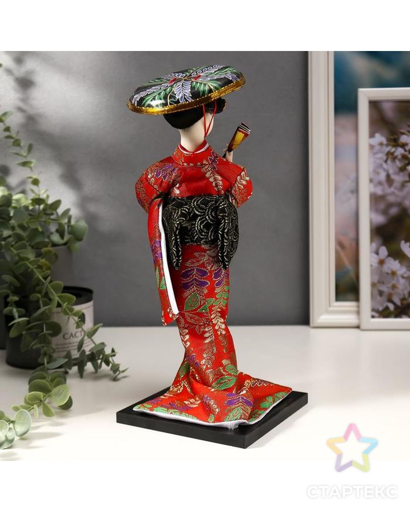 Кукла коллекционная "Китаянка с веером в шляпе" 30х12,5х12,5 см арт. СМЛ-96364-1-СМЛ0002749656 4