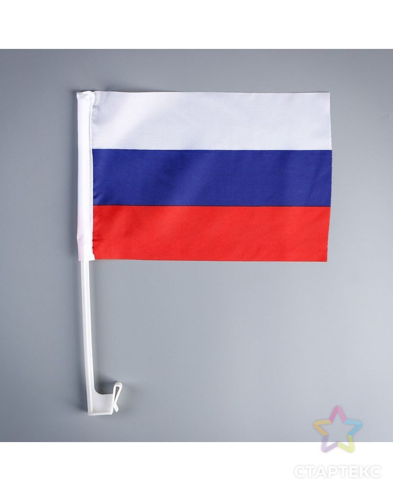 Флаг России 30х20 см, шток (36 см), полиэстер арт. СМЛ-55140-1-СМЛ0002763496 1