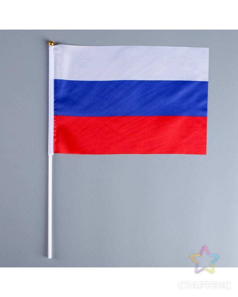 Флаг России, 20х28 см, шток (40 см) на присоске,  полиэстер арт. СМЛ-53015-1-СМЛ0002763500 1