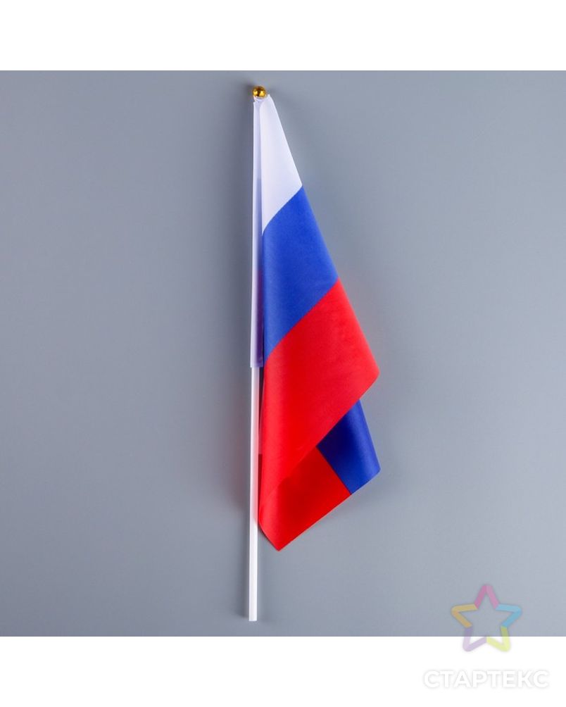 Флаг России, 20х28 см, шток (40 см) на присоске,  полиэстер арт. СМЛ-53015-1-СМЛ0002763500 2
