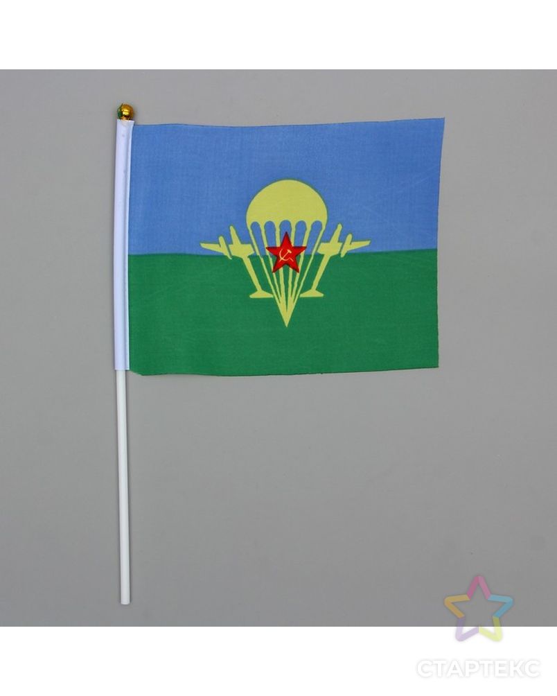 Флаг ВДВ 14х21 см, шток 28 см, полиэстер арт. СМЛ-52801-1-СМЛ0002763505 1