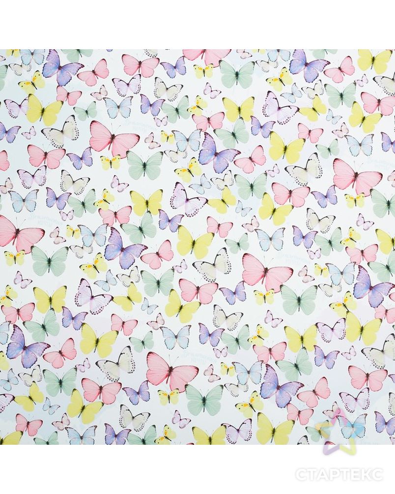Бумага упаковочная глянцевая «Светлые бабочки», 70 × 100 см арт. СМЛ-52023-1-СМЛ0002773563 3