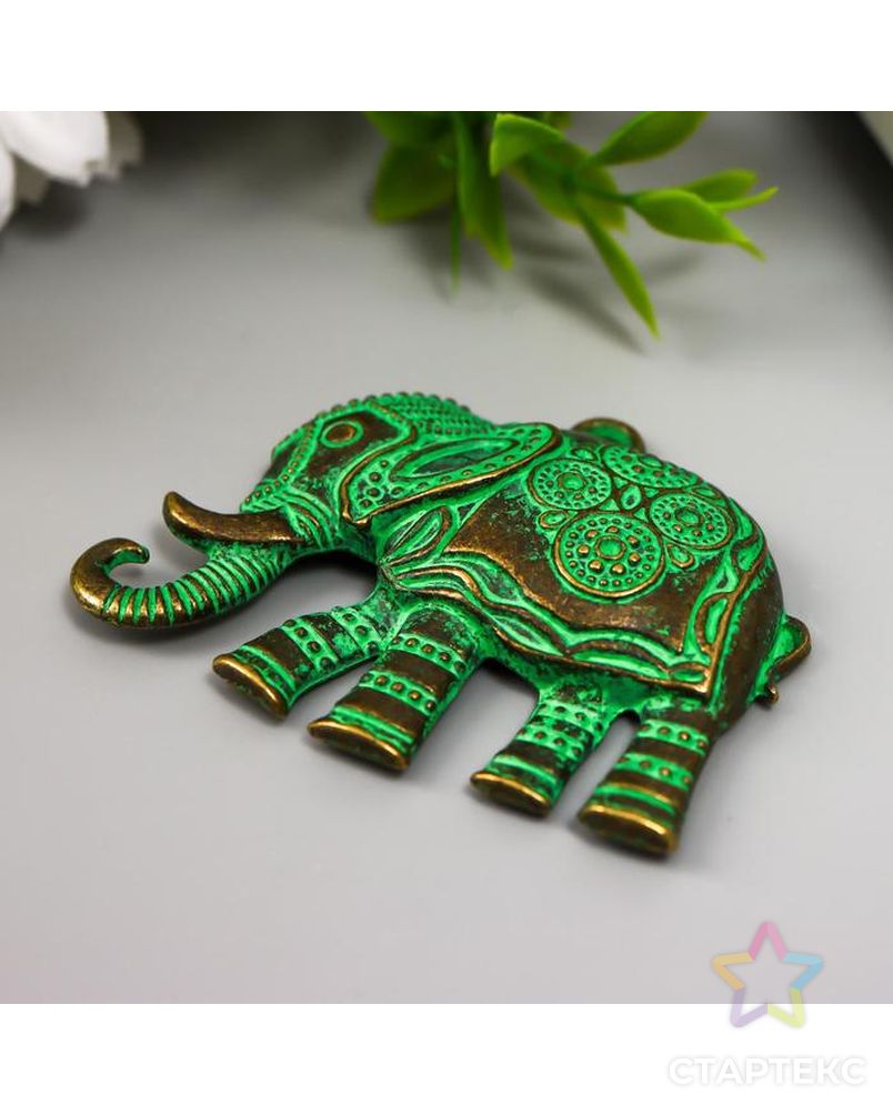 Декор металл для творчества "Индийский слон" (F16455) зелёная патина 4,8х5,5 см арт. СМЛ-154744-1-СМЛ0002778288 2