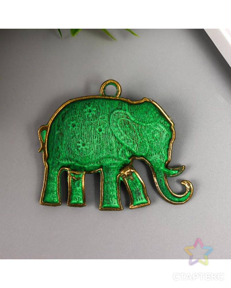 Декор металл для творчества "Индийский слон" (F16455) зелёная патина 4,8х5,5 см арт. СМЛ-154744-1-СМЛ0002778288 3