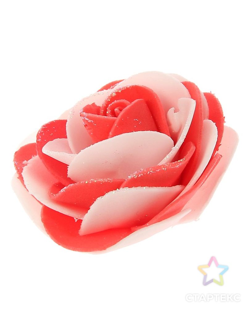 Декор для творчества "Бело-красная роза с блестками" 7х7 см арт. СМЛ-120630-1-СМЛ0002778652 2