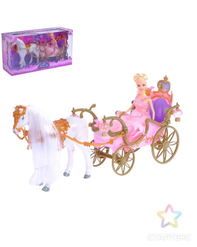 Лошадка ходит с каретой + кукла, световые и звуковые эффекты арт. СМЛ-114038-1-СМЛ0002850649 1