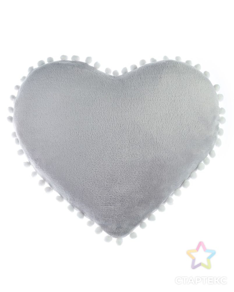 Подушка Этель «Сердце» с бомбошками, цвет светло-серый, п/э 100 %, велсофт арт. СМЛ-119808-1-СМЛ0002853322 1