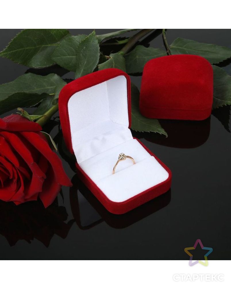 Заказать Футляр под кольцо "Классический", 5*5,5*3, цвет красный, вставка белая арт. СМЛ-6425-1-СМЛ0285574 в Новосибирске