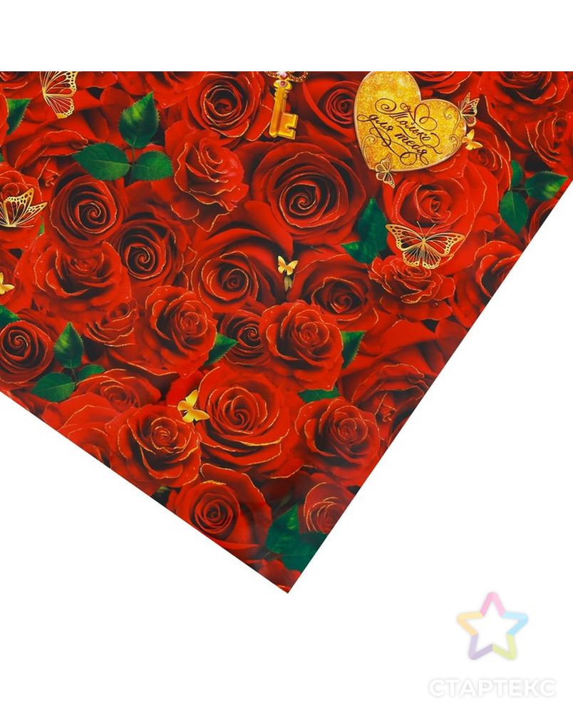 Бумага упаковочная глянцевая «Розы для тебя» 70 × 100 см арт. СМЛ-51682-1-СМЛ0002862089 2