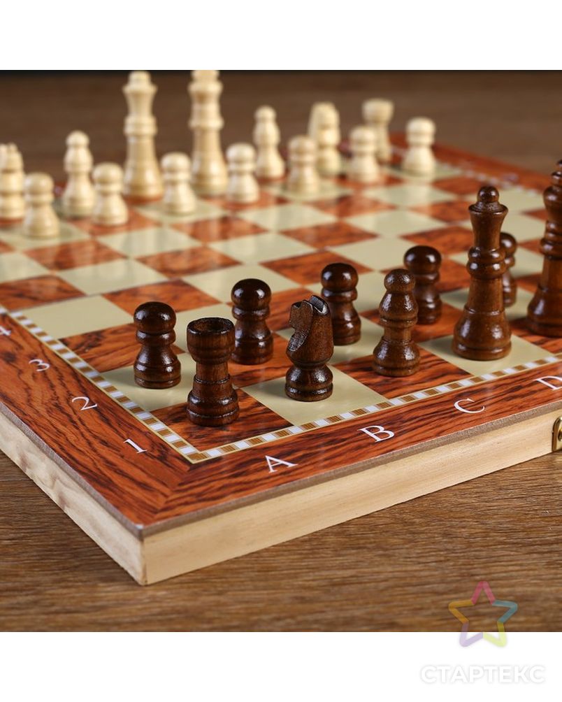 Настольная игра, набор 3 в 1 "Падук": нарды, шахматы, шашки, доска  34х34 см арт. СМЛ-53877-1-СМЛ0002865267 2