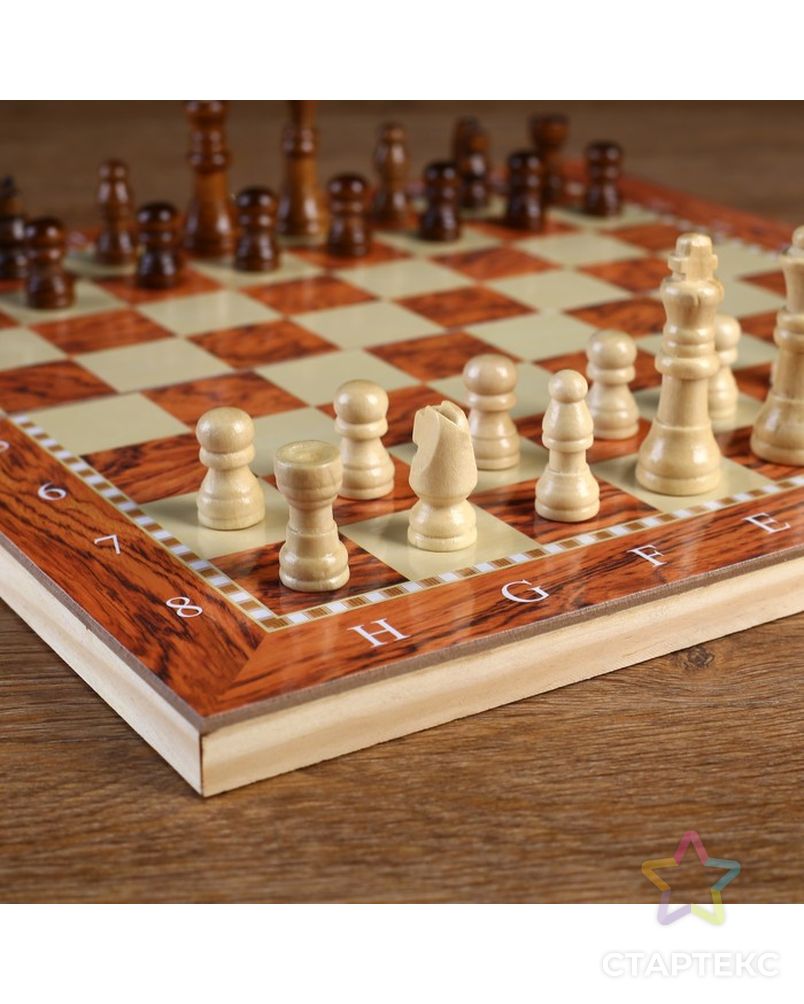 Настольная игра, набор 3 в 1 "Падук": нарды, шахматы, шашки, доска  34х34 см арт. СМЛ-53877-1-СМЛ0002865267 3