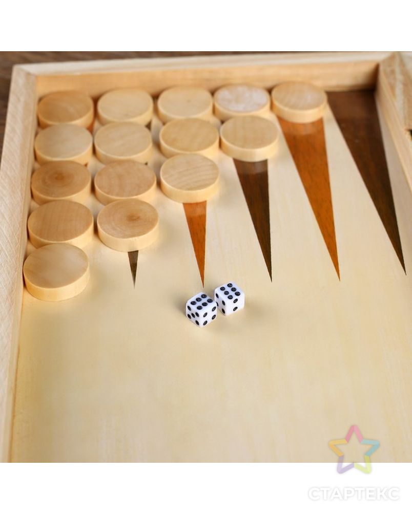 Настольная игра, набор 3 в 1 "Падук": нарды, шахматы, шашки, доска  34х34 см арт. СМЛ-53877-1-СМЛ0002865267 6