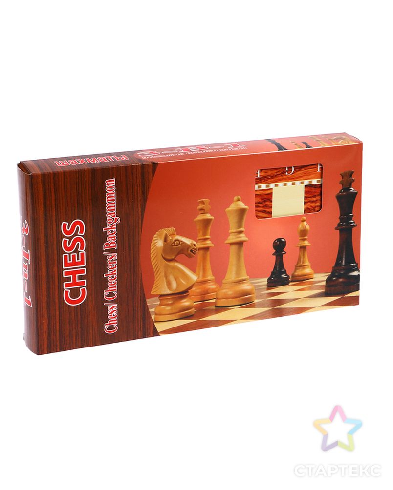 Настольная игра, набор 3 в 1 "Падук": нарды, шахматы, шашки, доска  34х34 см арт. СМЛ-53877-1-СМЛ0002865267 9