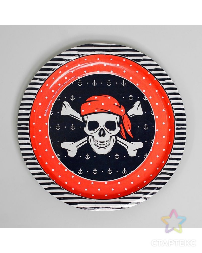 Набор бумажной посуды «С днём рождения», пиратский: 6 тарелок, 6 стаканов, 6 колпаков, 1 гирлянда арт. СМЛ-105598-1-СМЛ0002865987 3