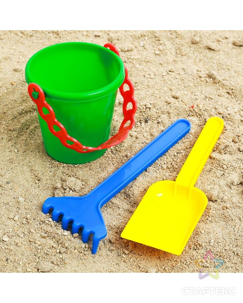 Набор для игры в песке №28: ведёрко, лопатка, грабельки арт. СМЛ-139955-1-СМЛ0002881418 1