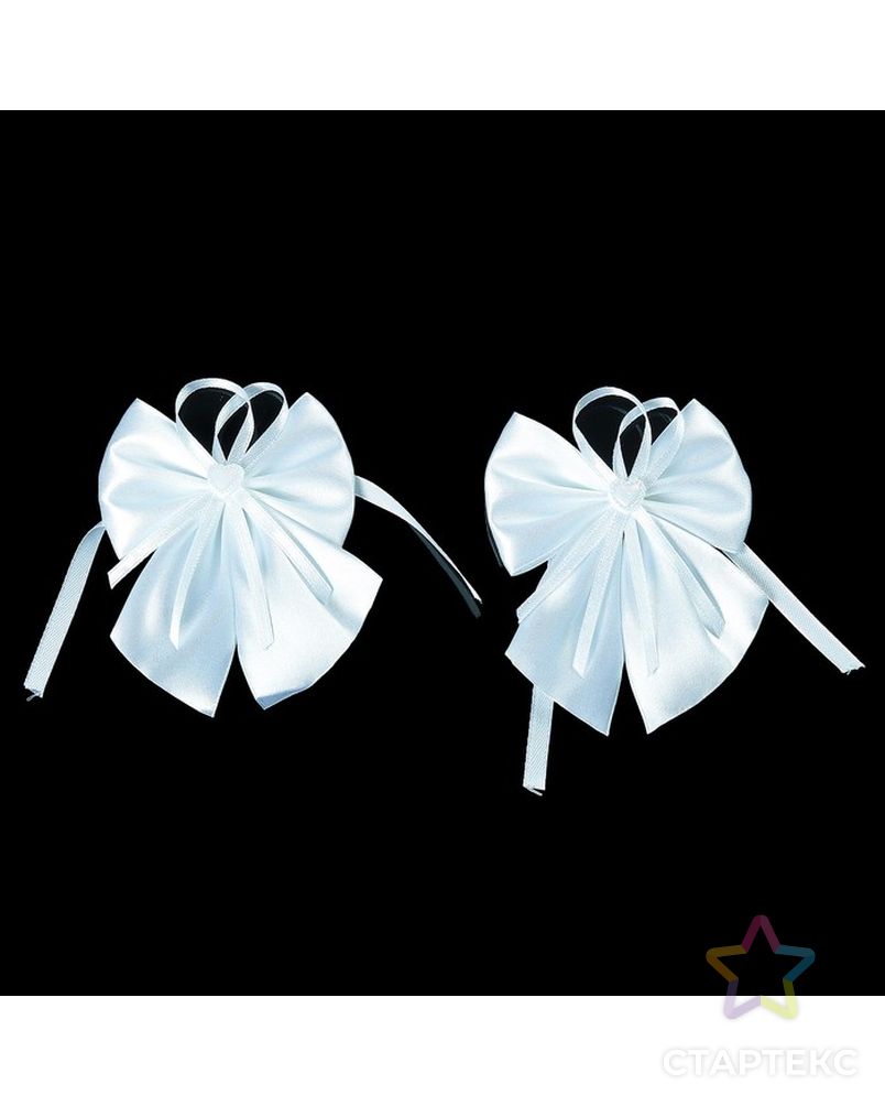 Бант-бабочка свадебный для декора, атласный, 2 шт, белый, МИКС арт. СМЛ-37280-1-СМЛ0002884890 3