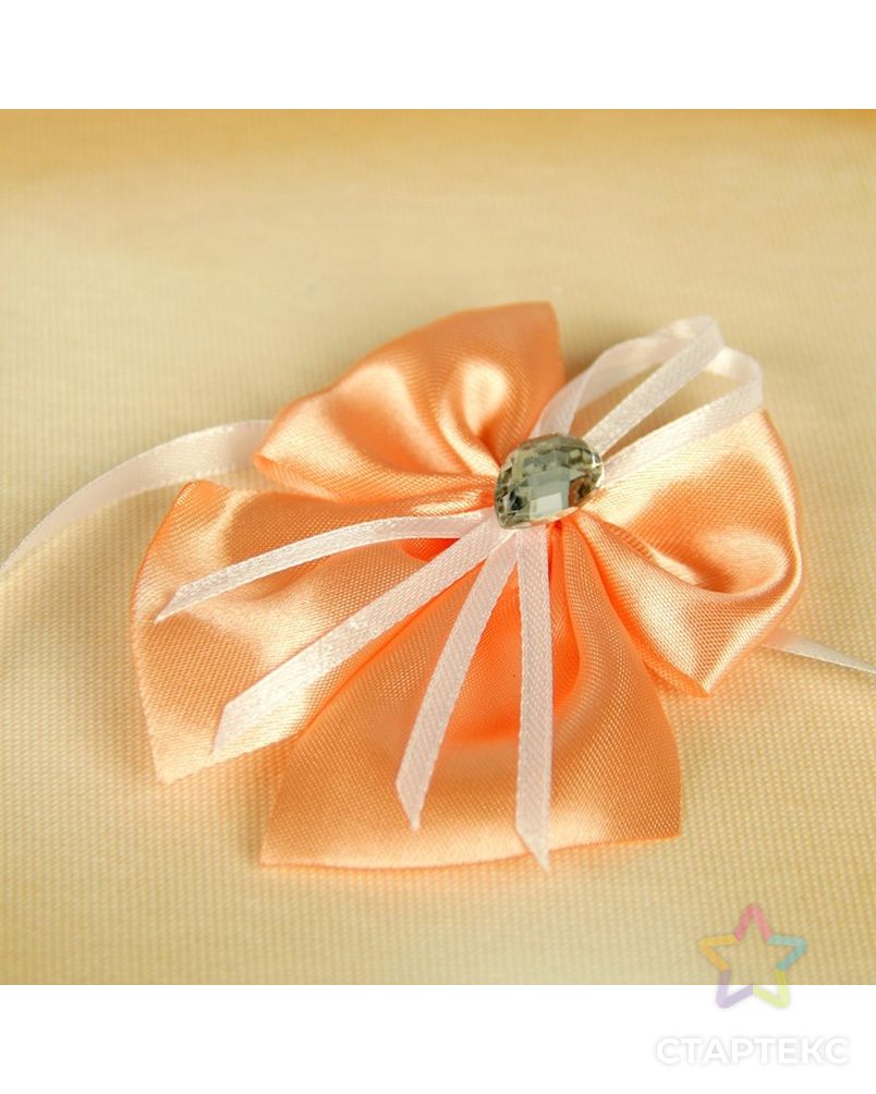 Бант-бабочка свадебный для декора, атласный, 2 шт, персиковый арт. СМЛ-126343-1-СМЛ0002884893 4