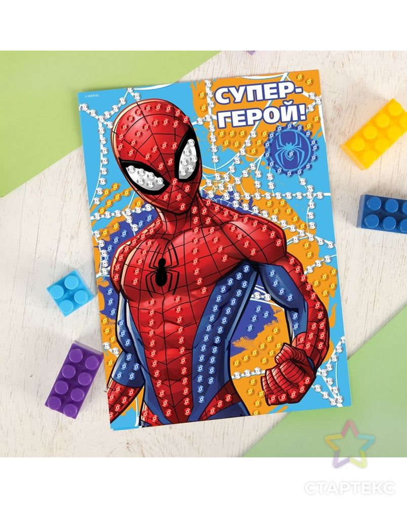 Аппликация пайетками "Супер-герой" Человек-паук + 4 цвета пайеток арт. СМЛ-6481-1-СМЛ2898743 1