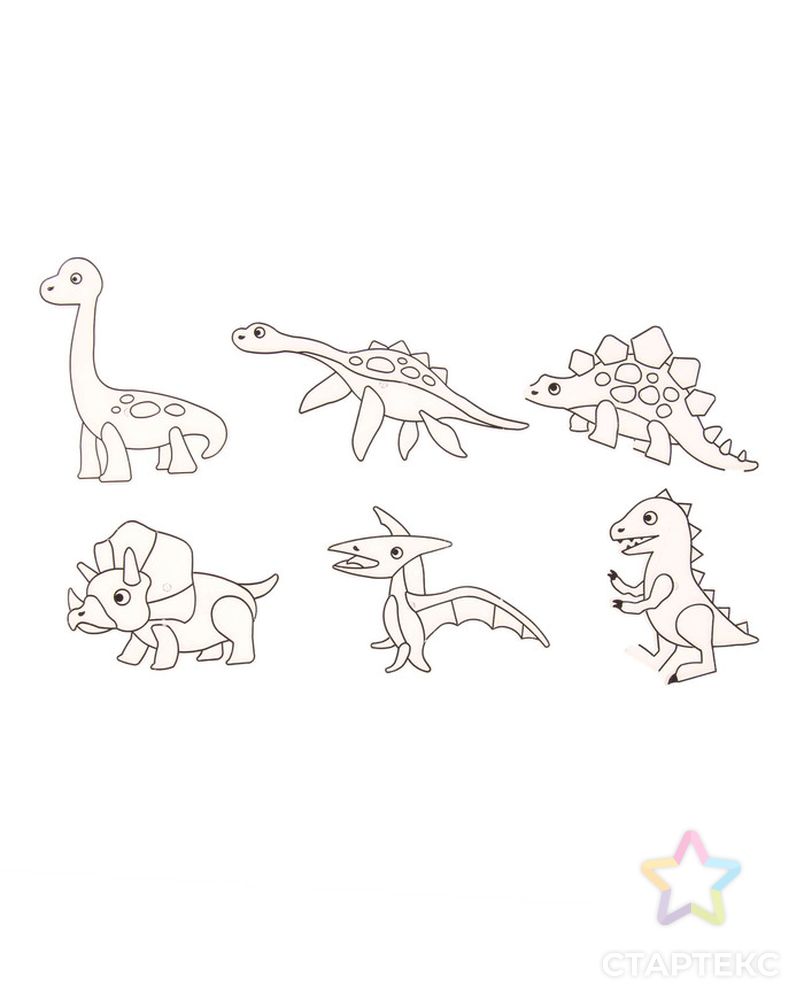 Витражи-мини "Динозавры", 6 шт арт. СМЛ-35693-1-СМЛ0002917105