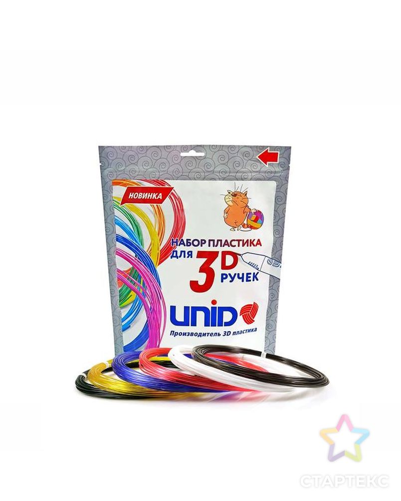 Пластик UNID PRO-6, для 3Д ручки, 6 цветов в наборе, по 10 метров арт. СМЛ-211829-1-СМЛ0002925975 1