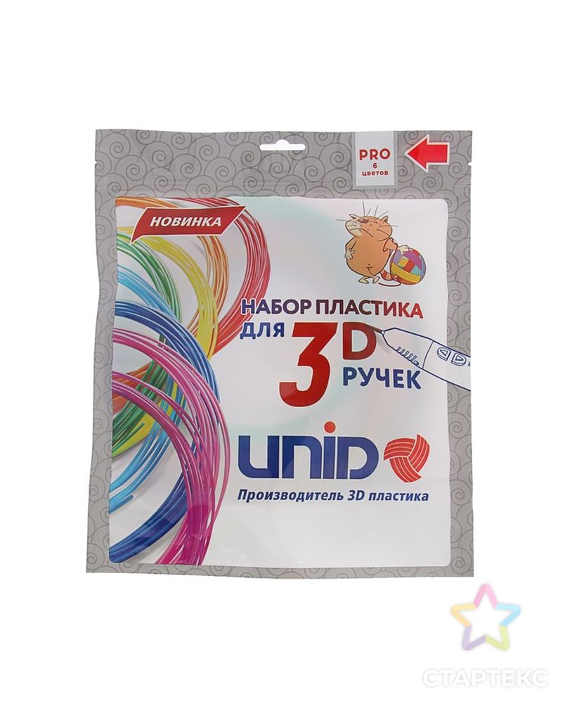 Пластик UNID PRO-6, для 3Д ручки, 6 цветов в наборе, по 10 метров арт. СМЛ-211829-1-СМЛ0002925975 10