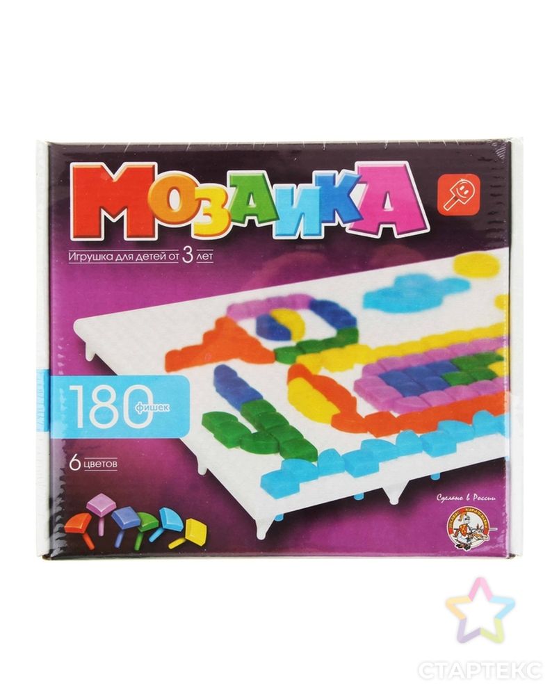 Мозаика квадратная, 180 элементов, 6 цветов арт. СМЛ-6646-1-СМЛ0294513 1