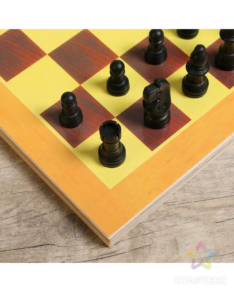Настольная игра "Шахматы", фигуры пластик, доска дерево 34х34 см арт. СМЛ-45968-1-СМЛ0000294862 3