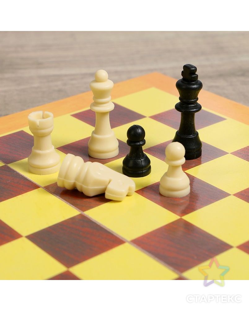 Настольная игра "Шахматы", фигуры пластик, доска дерево 34х34 см арт. СМЛ-45968-1-СМЛ0000294862 4