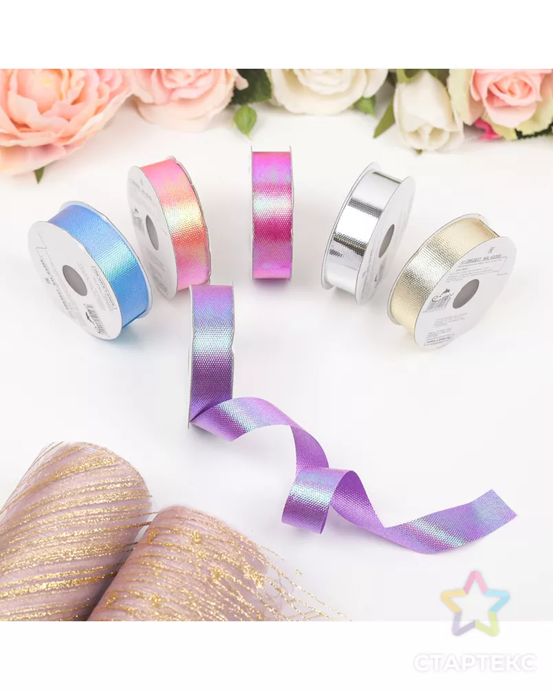 Лента упаковочная (ФАСОВКА 6 шт) 1,8 см х 5 м, цвета МИКС арт. СМЛ-53979-1-СМЛ0002952027 - рис. 1