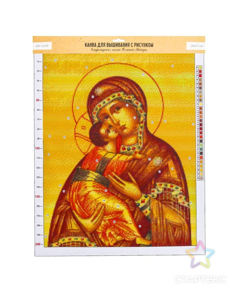 Канва для вышивания с рисунком «Владимирская Божья Матерь», 47 х 39 см арт. СМЛ-6740-1-СМЛ2956793 3