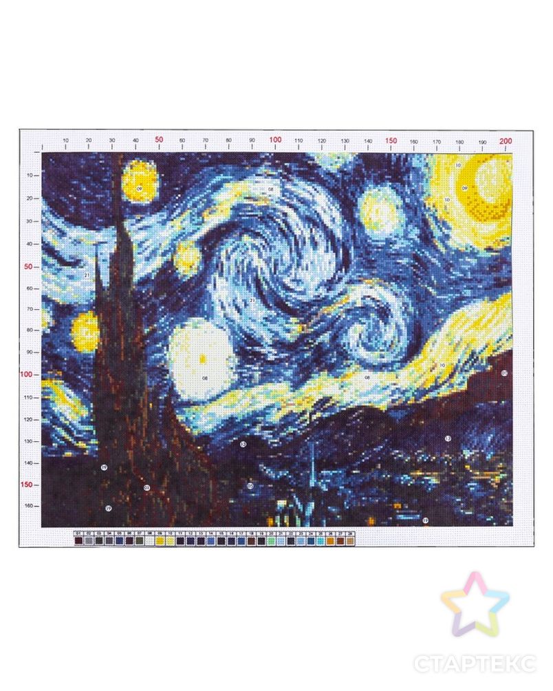 Канва для вышивания с рисунком «Ван Гог. Звездная ночь», 47 х 39 см арт. СМЛ-6743-1-СМЛ2956799 1