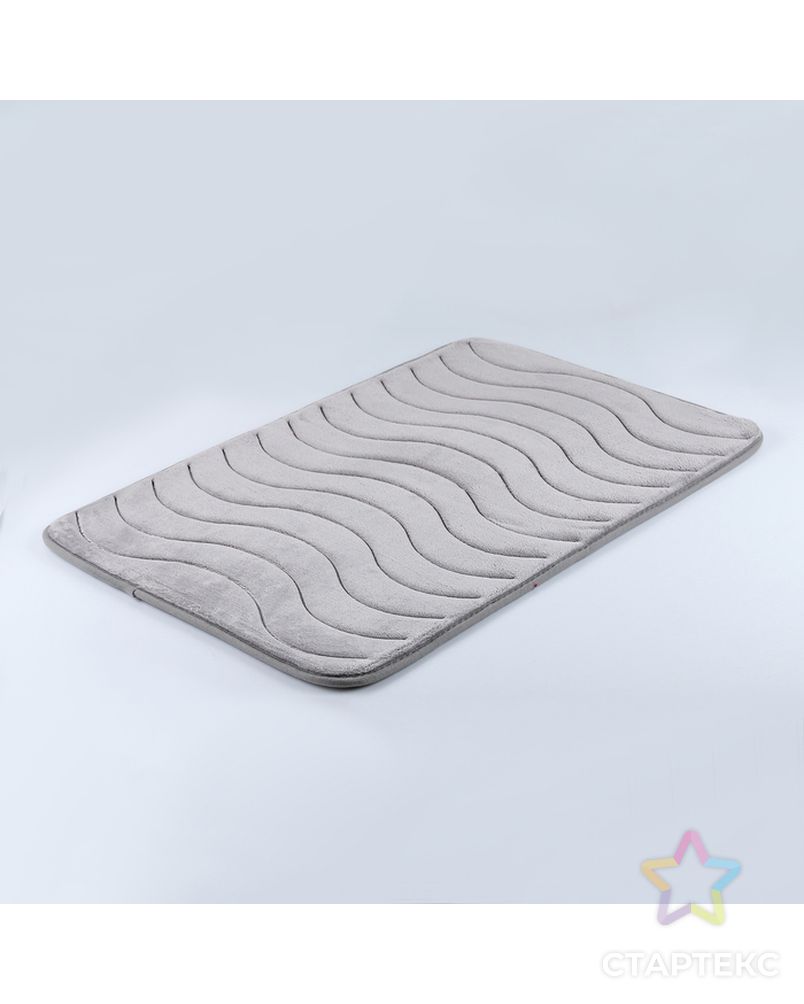 Набор ковриков для ванны и туалета «Волна», 2 шт: 40×50, 50×80 см, цвет серый арт. СМЛ-30363-1-СМЛ2967448