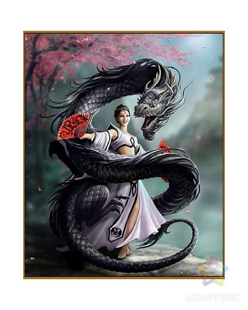Алмазная мозаика "Девушка с драконом", 51 цвет арт. СМЛ-27716-1-СМЛ2968004 1