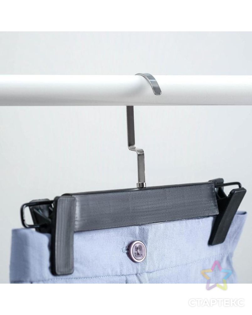 Вешалка для брюк и юбок с зажимами, 30×17 см, цвет белый арт. СМЛ-190673-2-СМЛ0002973777 3