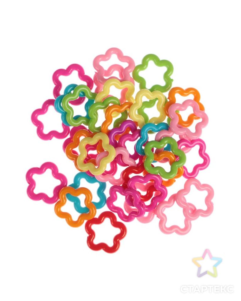 Декор для творчества пластик "Цветочек" цветной набор 35 шт 1,9х1,9 см арт. СМЛ-6874-1-СМЛ2973970 3