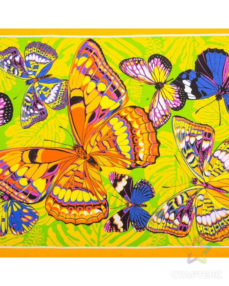 Вафельное полотенце Бабочки 80х150 см, желтый, хлопок 100 %, 160г/м² арт. СМЛ-6952-1-СМЛ2979619 2