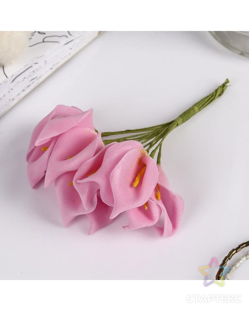 Декор для творчества "Каллы" МИКС, 11 см (1 набор=1 букету) в букете 12 цветков арт. СМЛ-37136-1-СМЛ0000299071 1