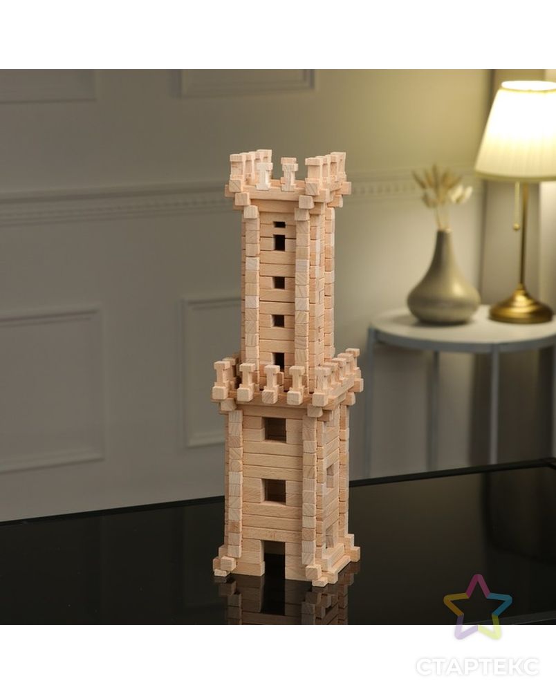 Конструктор деревянный "Башня", 213 деталей, массив арт. СМЛ-214738-1-СМЛ0002992588 2