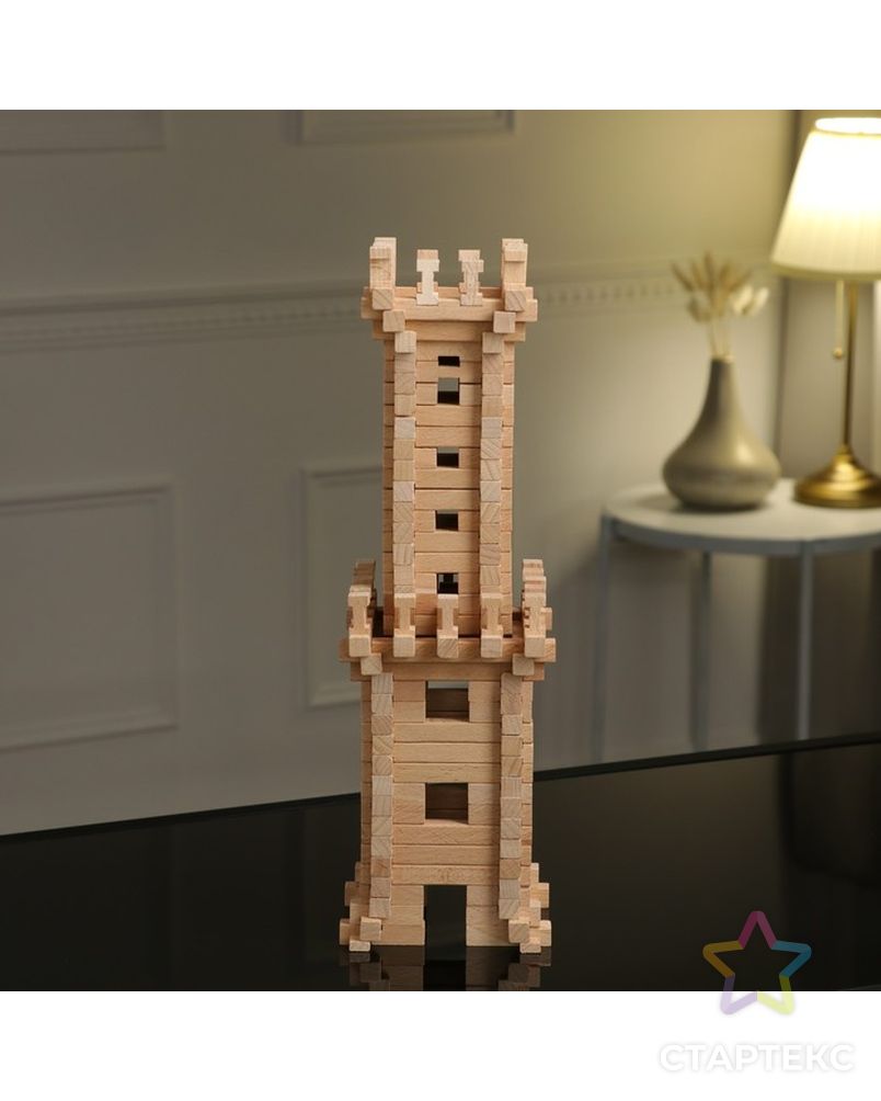 Конструктор деревянный "Башня", 213 деталей, массив арт. СМЛ-214738-1-СМЛ0002992588 3