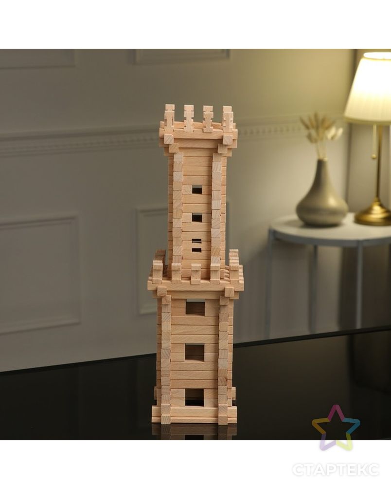 Конструктор деревянный "Башня", 213 деталей, массив арт. СМЛ-214738-1-СМЛ0002992588 4
