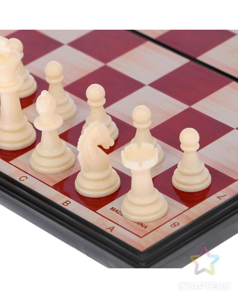 Игра настольная "Шахматы" классические, доска объёмная, 9х17.5 см арт. СМЛ-54614-1-СМЛ0002996844 7
